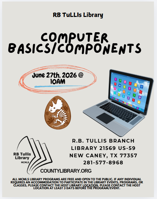 Tullis Library: Computer Basics/Components flyer