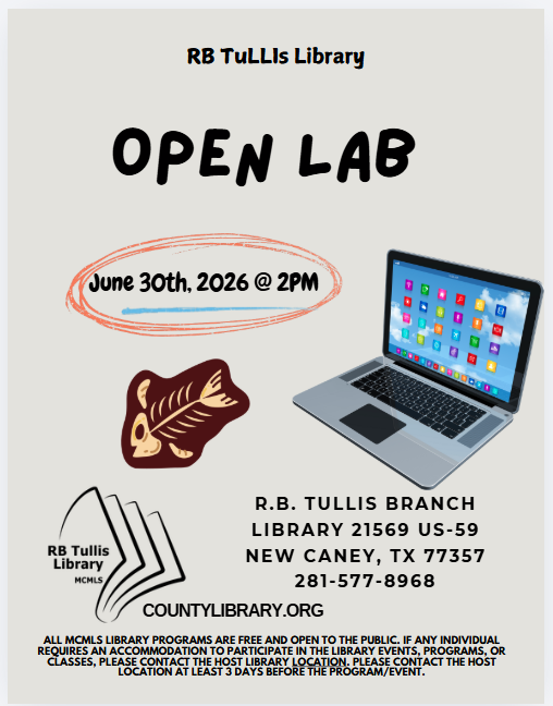 Tullis Library: Open Lab flyer