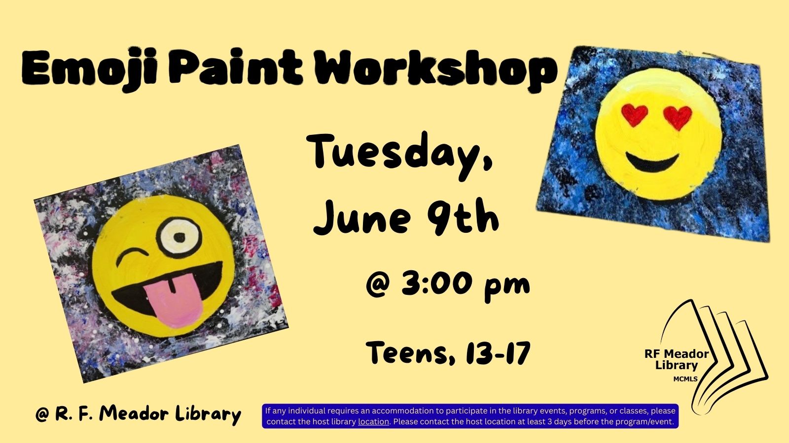 Meador Teen: Emoji Paint Workshop flyer