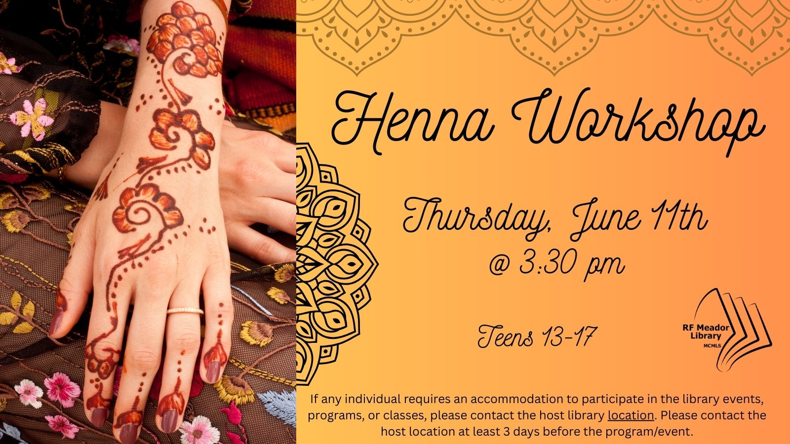 Meador Teen: Henna Love flyer