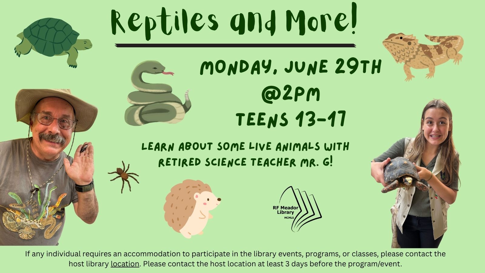 Meador Teen: Reptiles & More! flyer