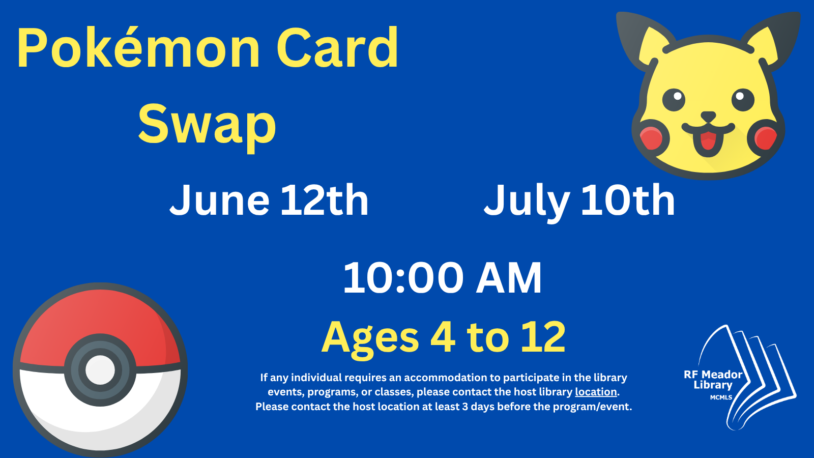Meador: Children's Pokémon Card Swap flyer