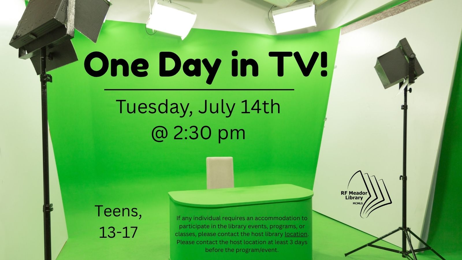 Meador Teen: One Day in TV! flyer