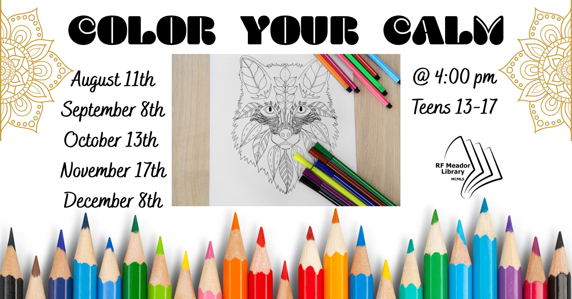 Meador Teen: Color Your Calm flyer