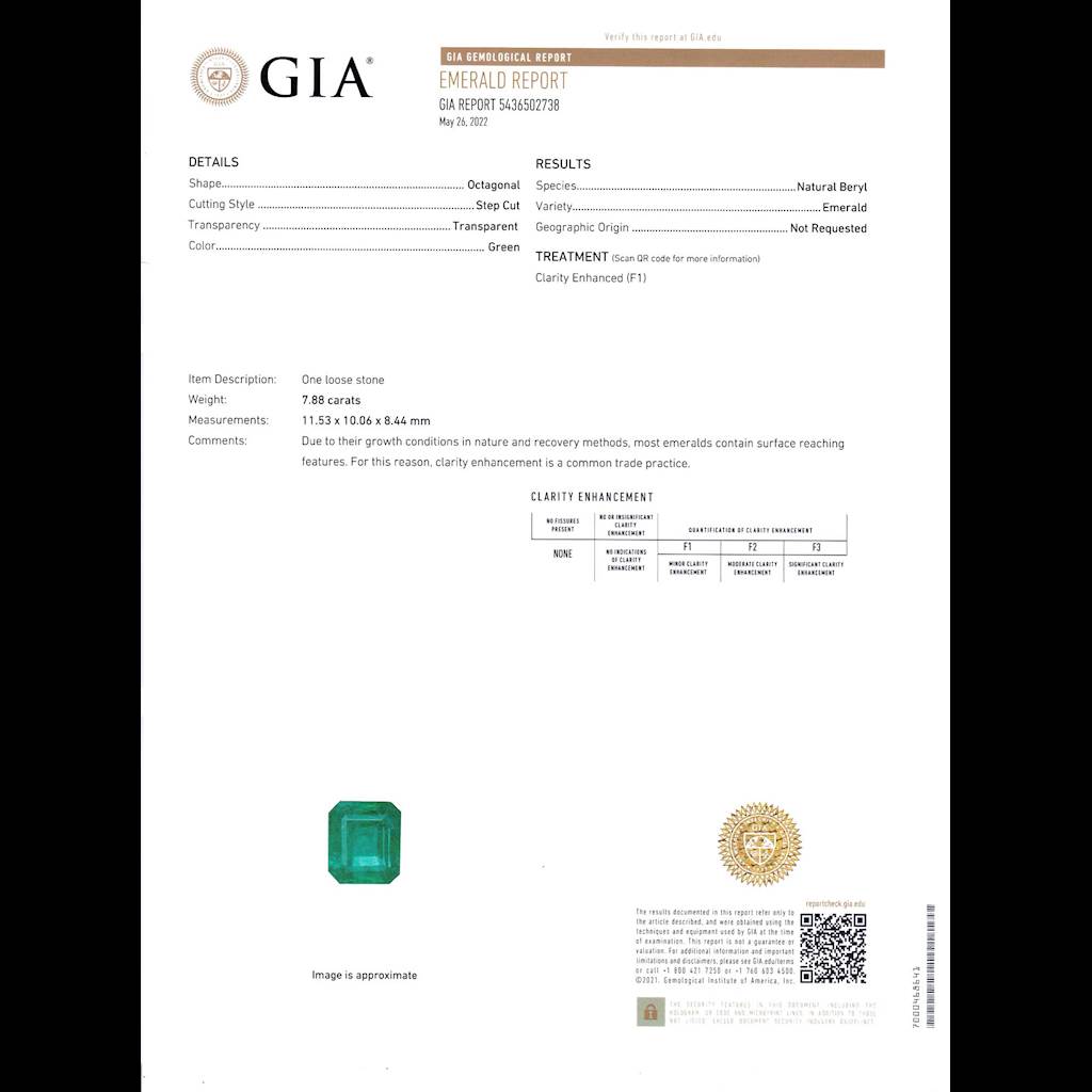 7.88 Ct. Emerald, Mined in Zambia, Certified by GIA & GRS_image2