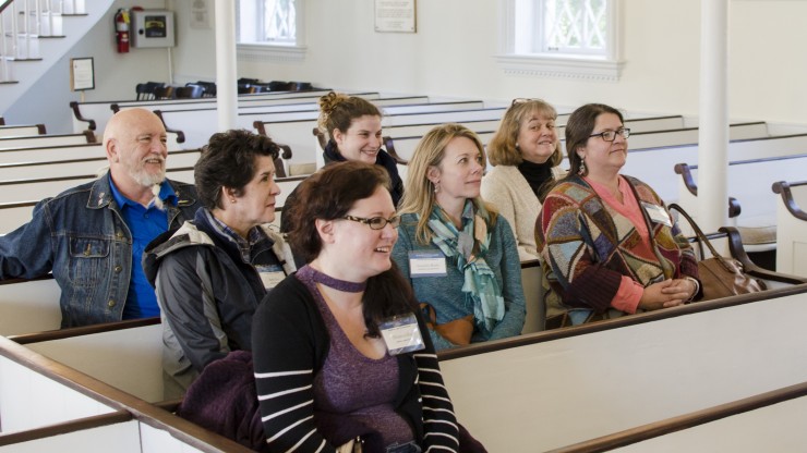 Teachers take a tour of Lee Chapel and Museum to learn about opportunities for school group visits.
