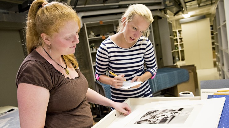 Students Cataloguing Work in Reeves Collection