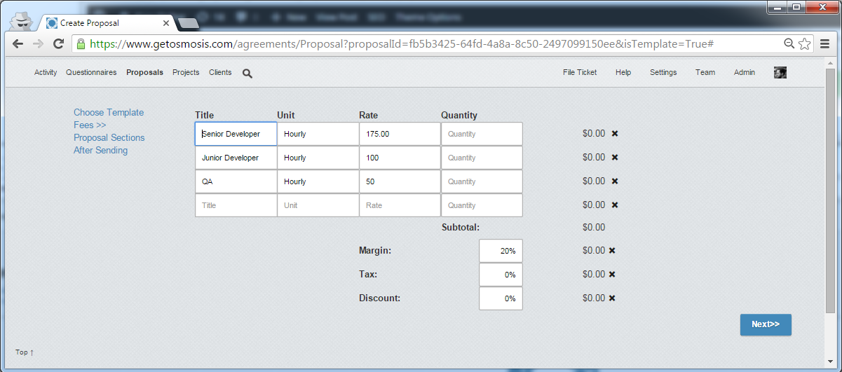 creating a template proposal