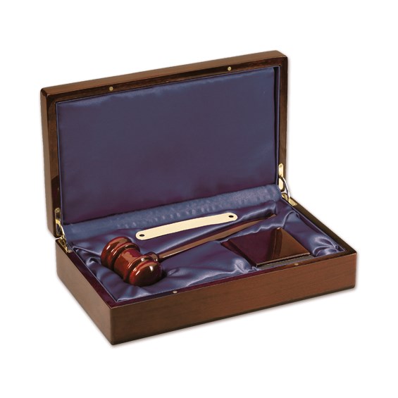 10" Walnut Gavel Award with Case Awards International
