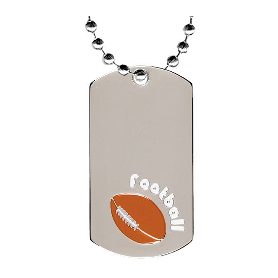 2" Chrome Football Dog Tag w/ 24" Chain Awards International