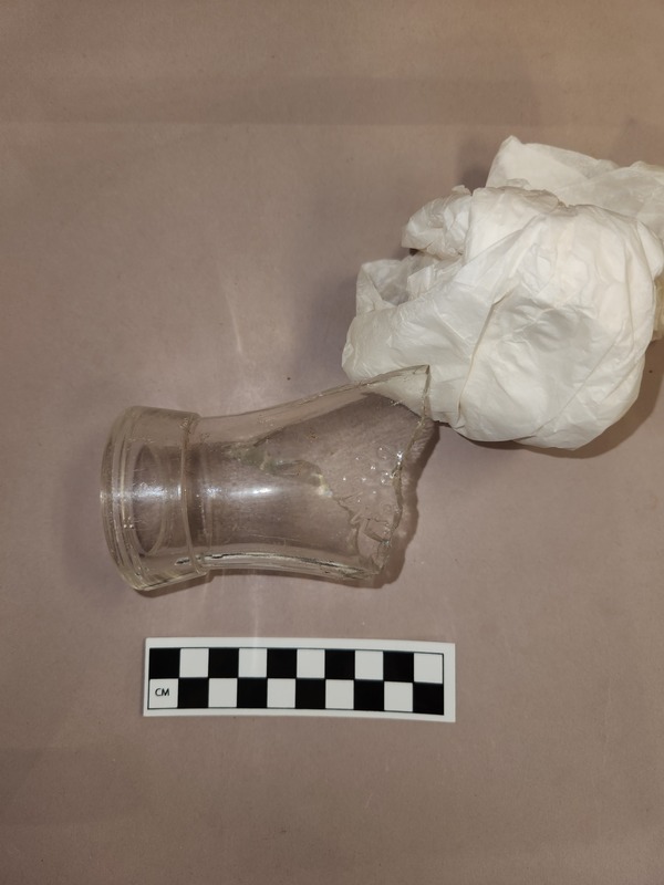 Colorless Glass Milk Bottle Fragment