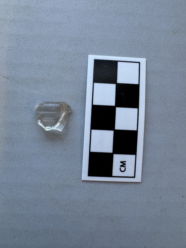 Clear medicine bottle lip fragment