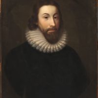 Portrait of John Winthrop, Governor of Massachusetts Bay Colony, shows the expected dress and lack of adornment worn by colonial Puritans. Any adornment or buttons would have been simple.