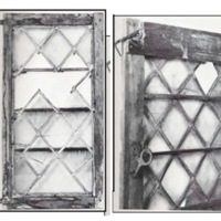 These seventeenth century diamond-paned windows discovered in eastern Massachusetts provide insight into how the glass fragments may have looked in their diamond-pane frame.