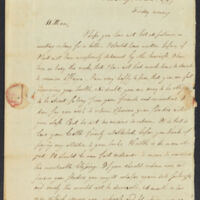 Letter from Daniel Bates to William Jenks, March 1797<br />
<br />
A 1797 letter written by Harvard student Daniel Bates to his friend and classmate William Jenks, encouraging him to focus on fully recovering before returning to campus after a bout of sickness.