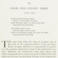 A popular song from the 1860s describing the drinking culture at Harvard during the colonial period.