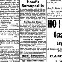 Patent medicine advertising drew power from its ubiquity. Even in Olean, NY (a town of 4,000 in the 1890 census), Hood’s Sarsaparilla would have been available at a local pharmacy.