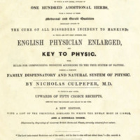 The front cover to Doctor Nicholas Culpeper’s “The Complete Herbal” written in 1653.