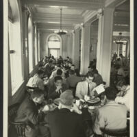 Photographic Views of Kirkland House<br />
Several students in the Kirkland dining hall in 1931 can be seen with glasses of milk, indicating the common nature of milk in the everyday dining experience.