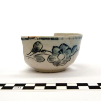 White Salt-Glazed Tea Bowl With Scratch Blue Decoation