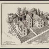 A 1933 conjecture of the Old College building. Note the tiled roof and the wooden construction—it was this imbalance in weight that contributed to its progressive collapse (Morison 1933).