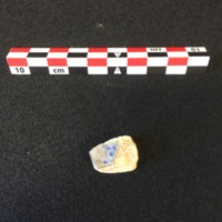 Tin glazed earthenware sherd with hand painted Chinese floral pattern.