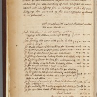 A page of the third College Book, dated between 1636 and 1640, itemizing construction materials for the Old College. The roof tiles are likely included under “Bricks provided & layd in place” (Danforth 1636-1640).