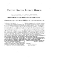 A scan of the patent filed in the US for a faster, cheaper way of making ceramic buttons.