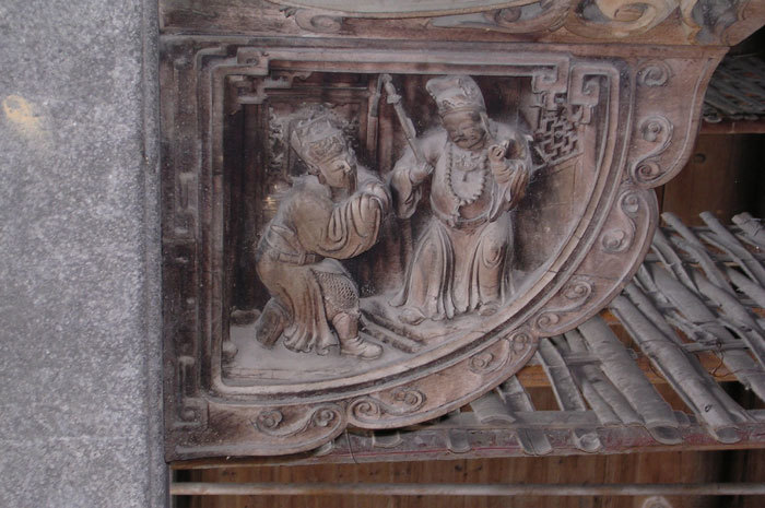 detail of beam carving front hall