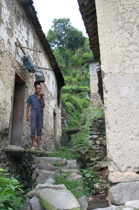 house with stair on the mountain side of the river