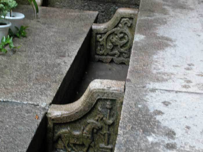Carved drainage ditch