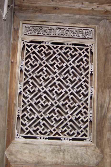 Room on the southeastern corner.lattice of the window of the room