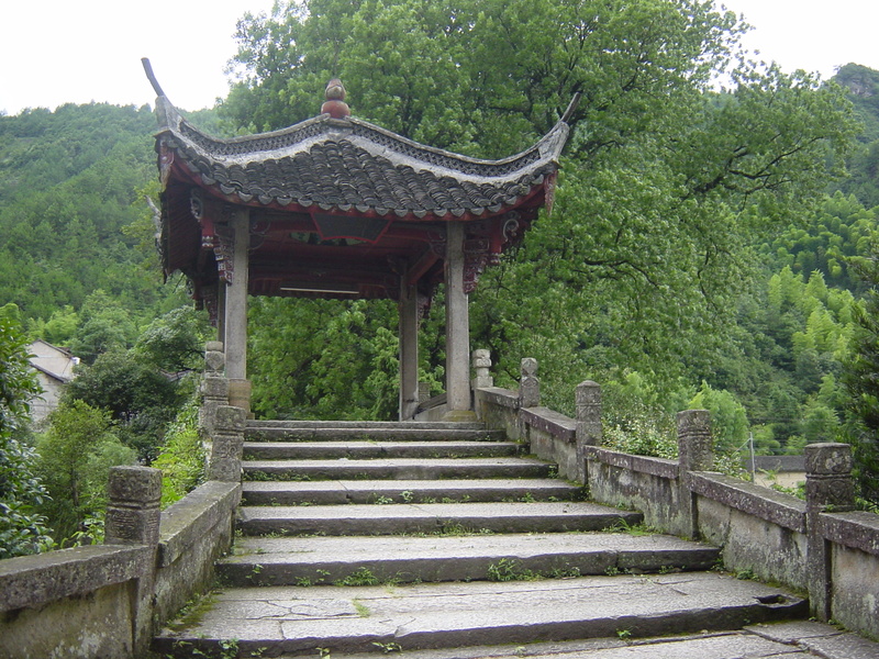 Picking Sweet Olive Pavilion. Built in 1754 when the villagers renovated the bridge. In the imperial China, `Picking Sweet Olive` meant passing the Civil Service Ex