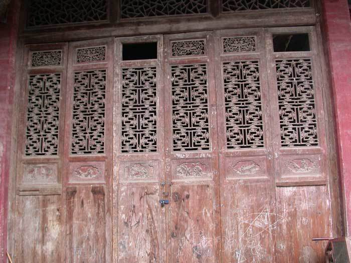 Overview of the six panels-- each with different filial piety story-- on the back wall of back courtyard