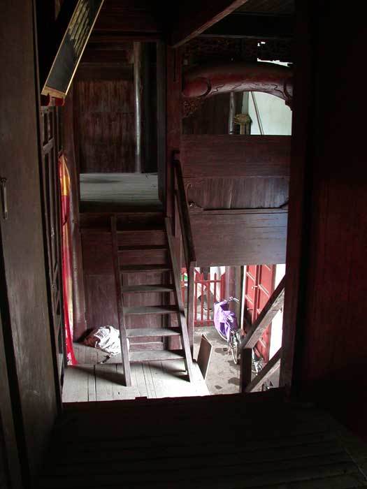Carved, painted beams and balcony around the stage2