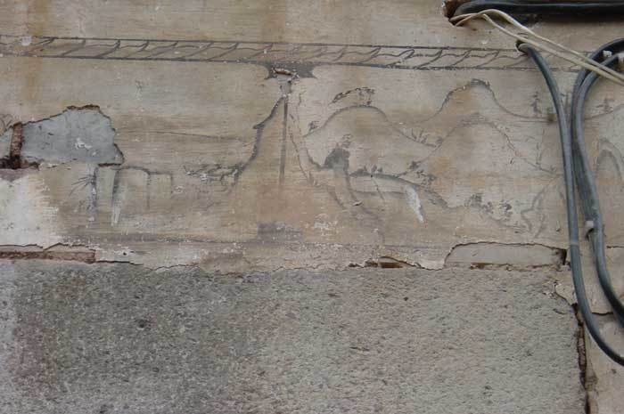 Outside overview of the hall.landscape painting on the wall