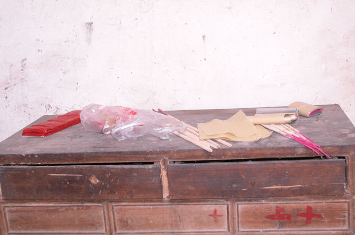 funeral items on table