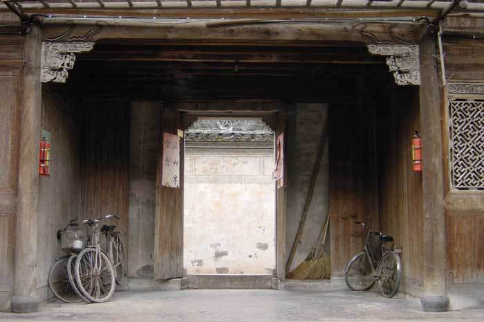 Looking to the entrance gate from the courtyard