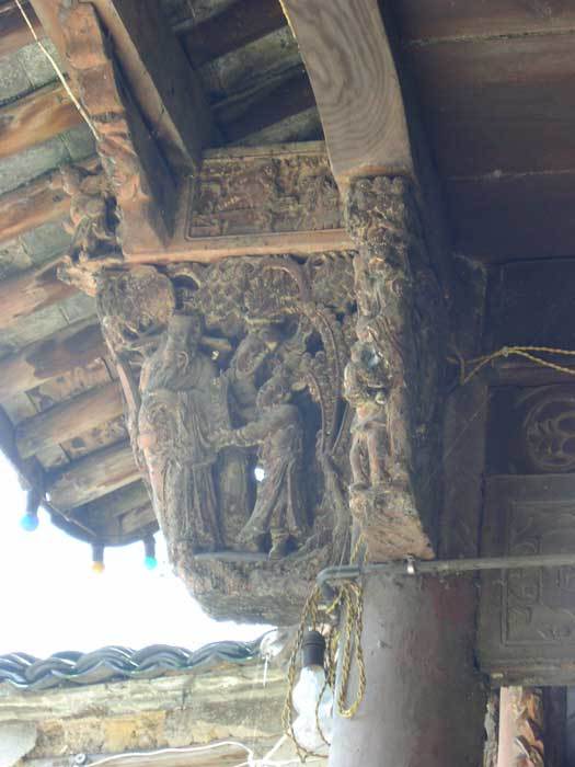 Left view of wooden brackets on Tower of God of Literature, originally built in the Ming dynasty