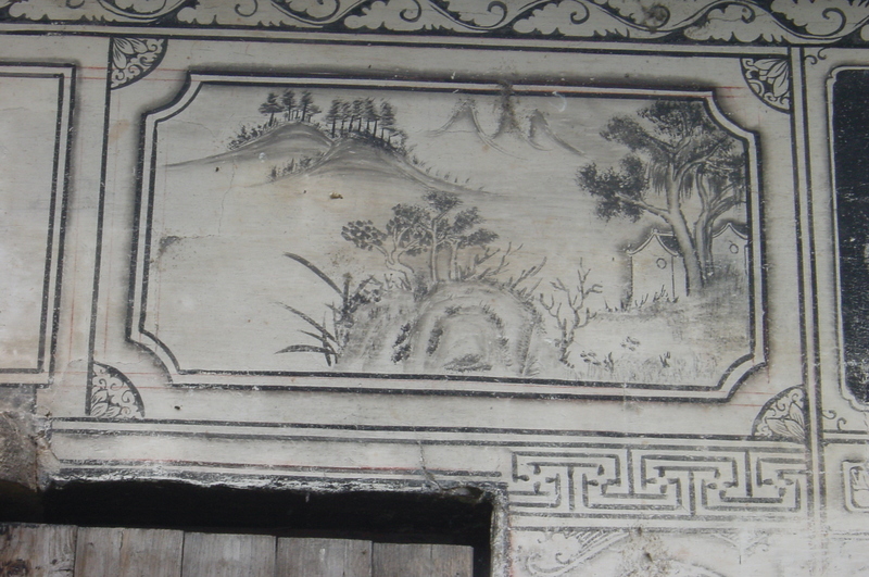 Landscape painting on the right-hand side of the front wall