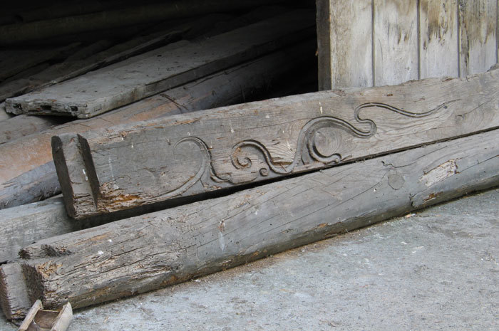 Surviving structural elements in front of north hall