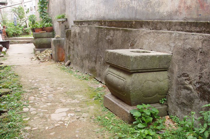 pillar bases in the wall of the primary school pillar bases in the wall of the primary school