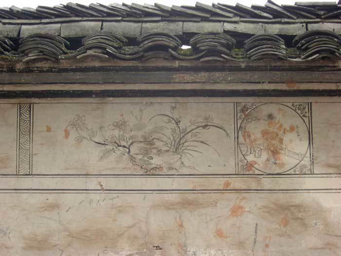 Painting on the back wall.orchid and a Daoist immortal