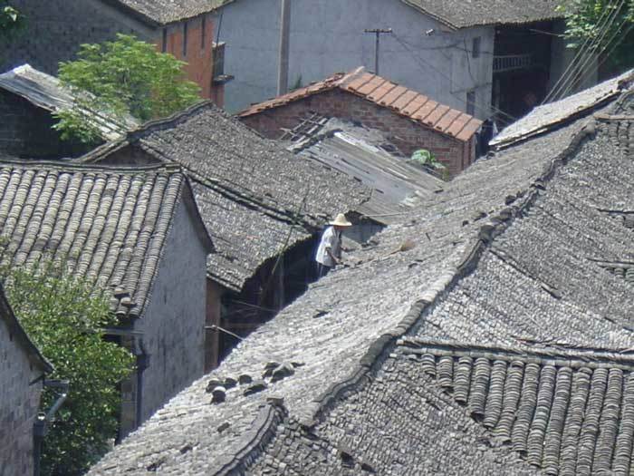 Man repairing roof