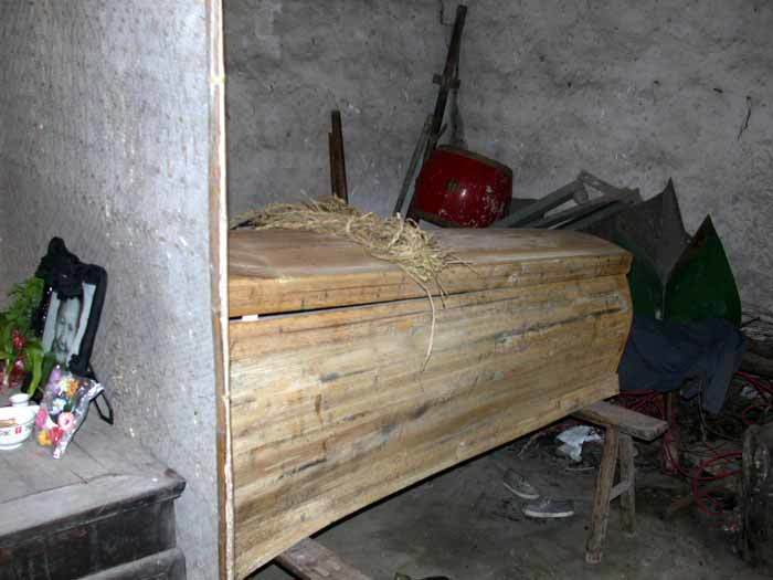 House of Great Peace.The coffin behind the altar table House of Great Peace.The coffin behind the altar table