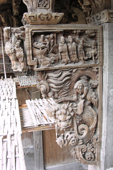 detail of pillar carving, front hall