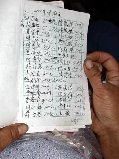 Old ladies Li Xianyuan and Deng Zaoxiang talking about Li`s dream of Lord Yang starting their project of restoring the temple-records of donation Old ladies Li Xianyuan and Deng Zaoxiang talking about Li`s dream of Lord Yang starting their project of restoring the temple-records of donation