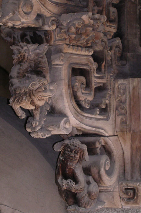 detail of bracket carving, front hall