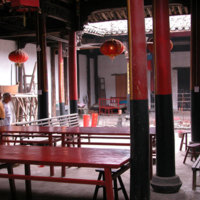 Angle view of the temple to front door