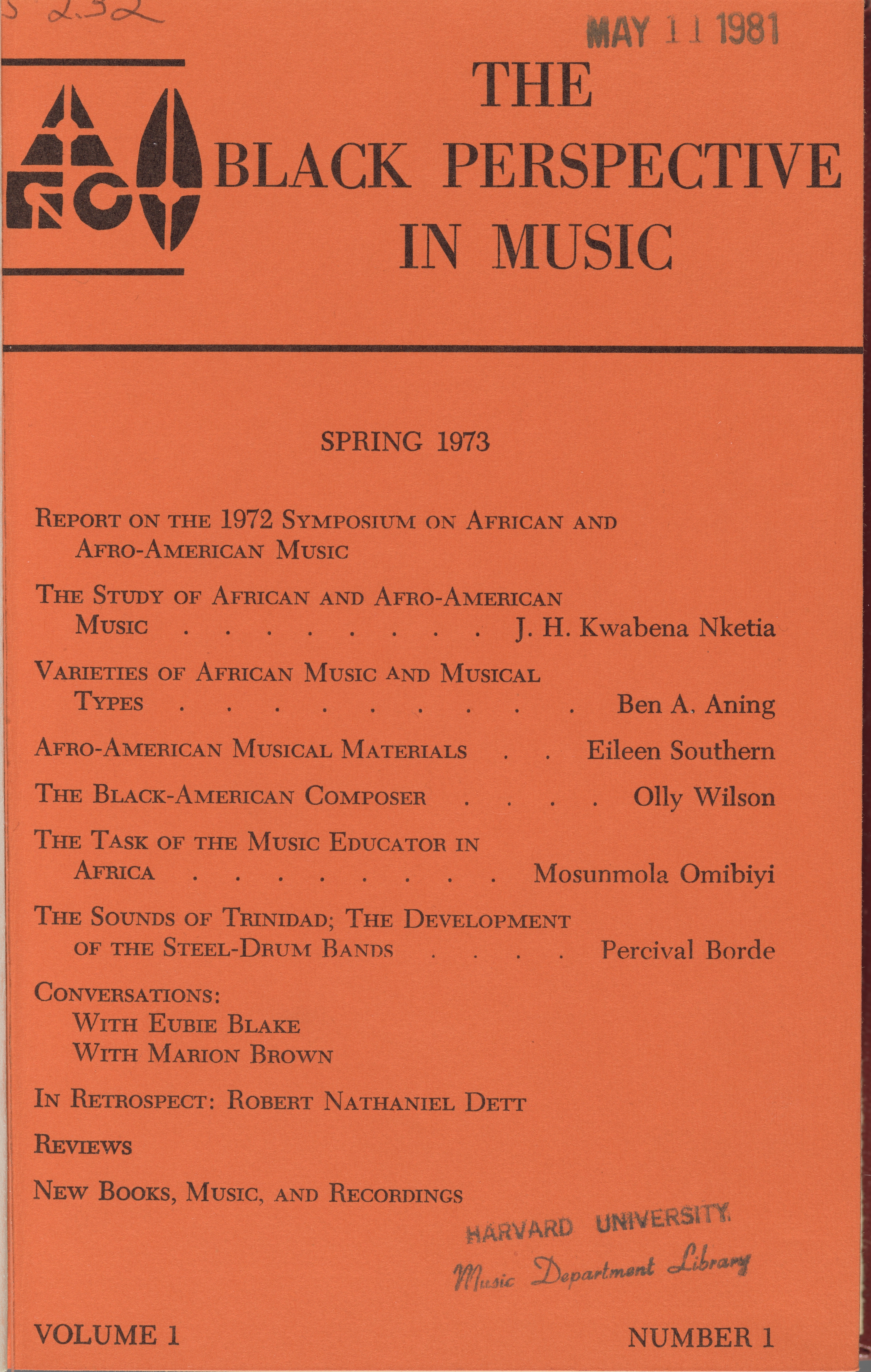 The Black Perspective in Music